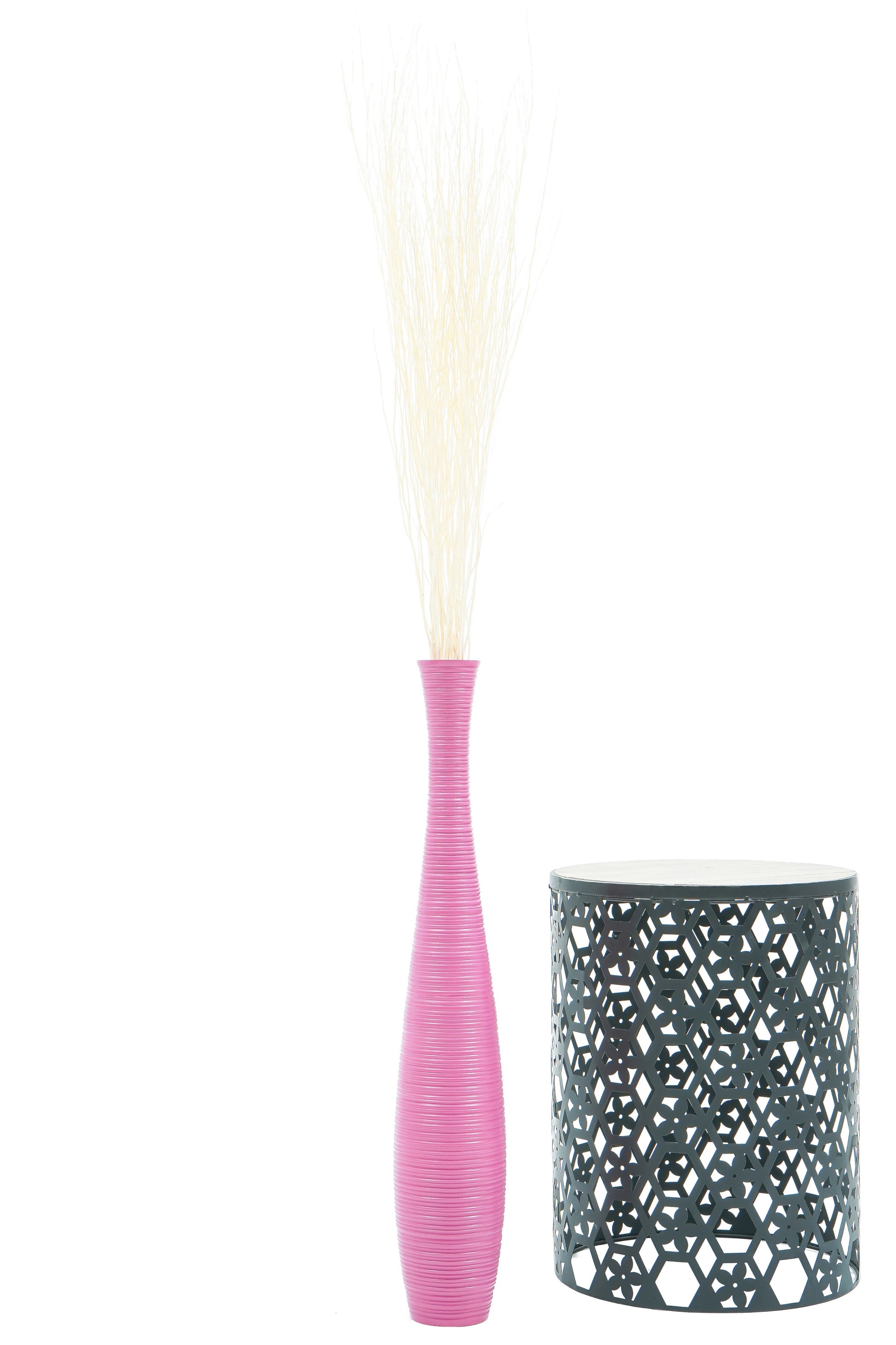 Large Mango Wood Floor Vase – Handcrafted Decorative Highlight from Thailand, 65 cm