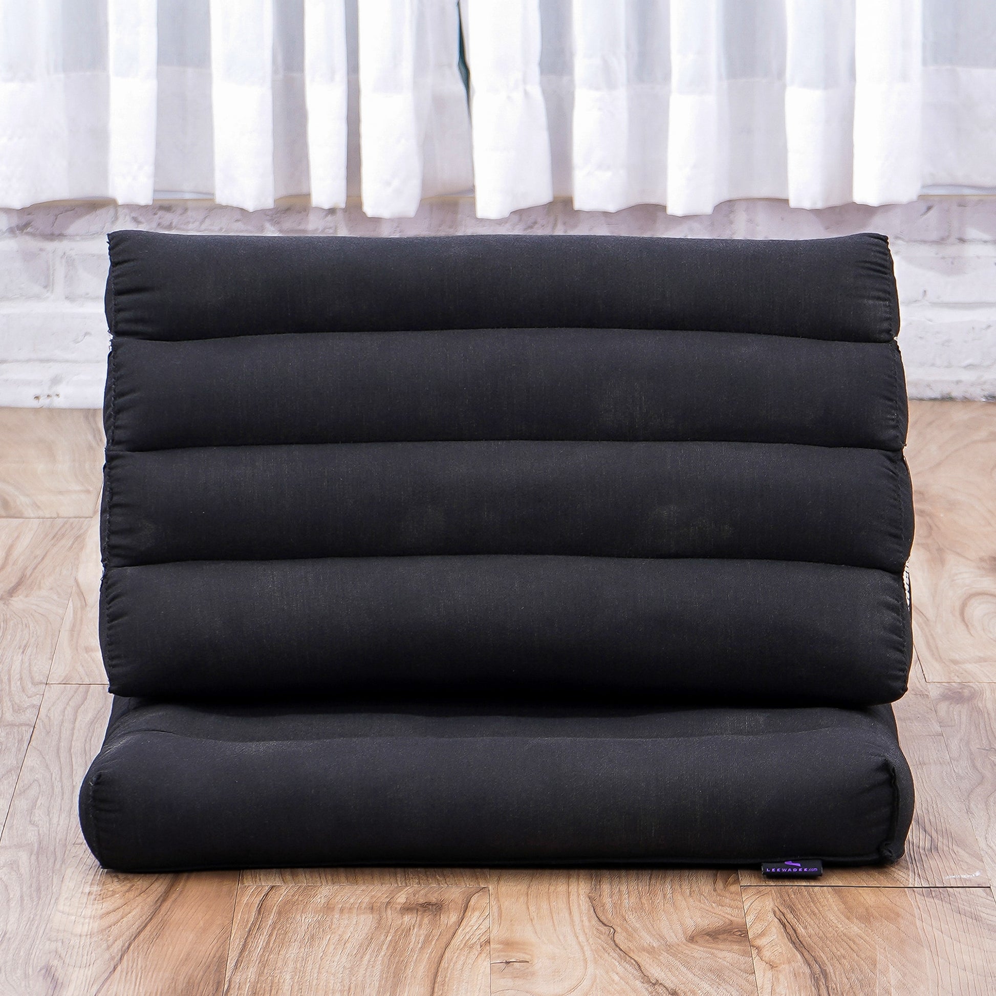 Triangular Kapok Backrest Cushion – Firm Thai Reading Pillow with Cotton Cover in Plain or Patterned Designs, Cl02 - Black, 1 seating segment