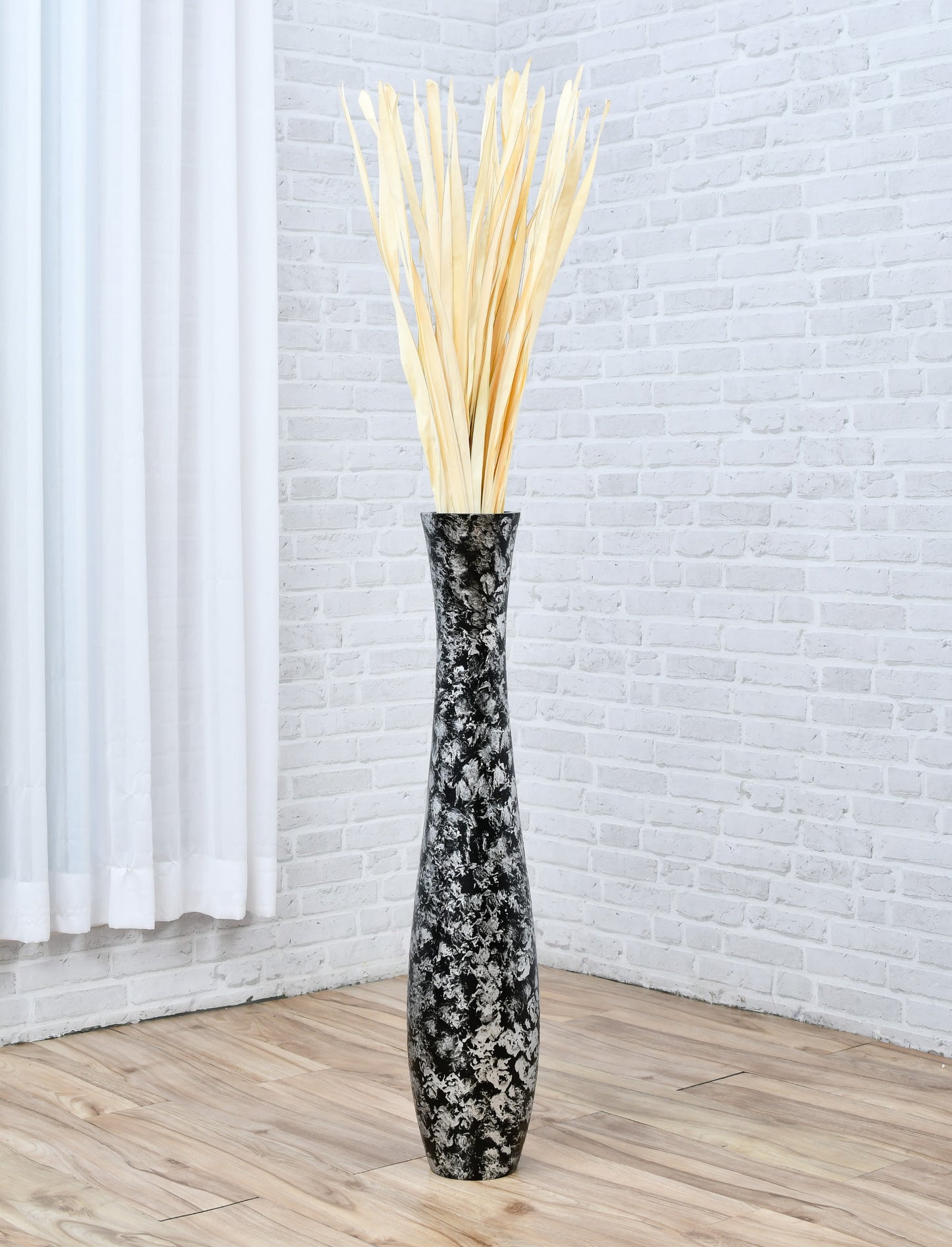 Large Mango Wood Floor Vase – Handcrafted Decorative Highlight from Thailand, 85 cm