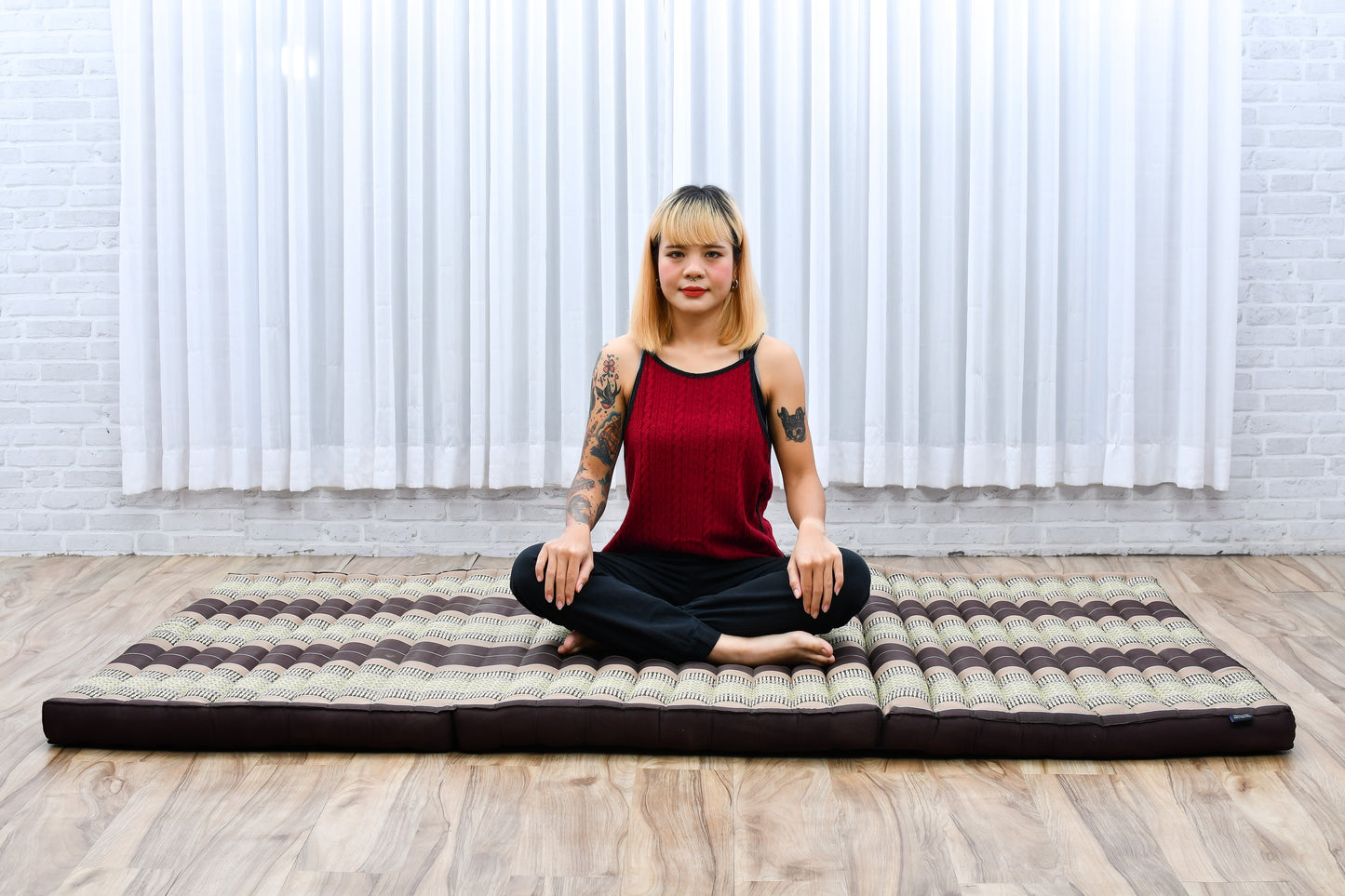 Kapok Folding Mattress – Thick Cotton Padded Guest Bed for Home, Sleeping & Mindfulness Corner, Sf10 - Brown, L: 200x100 cm