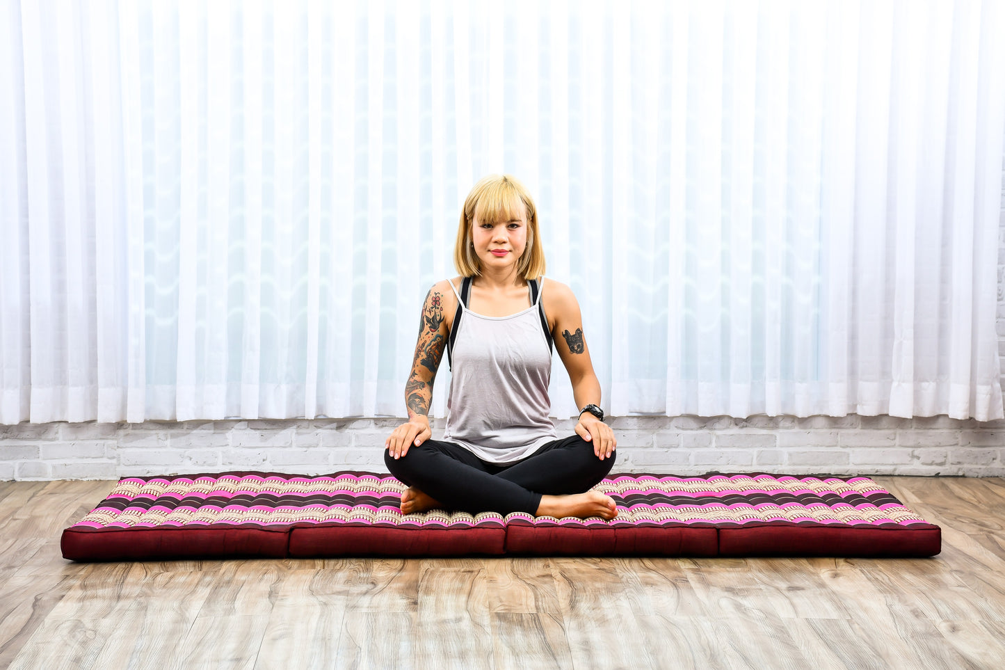 Kapok Folding Mattress – Thick Cotton Padded Guest Bed for Home, Sleeping & Mindfulness Corner, Sf29 - Auburn, Pink, M: 200x70 cm