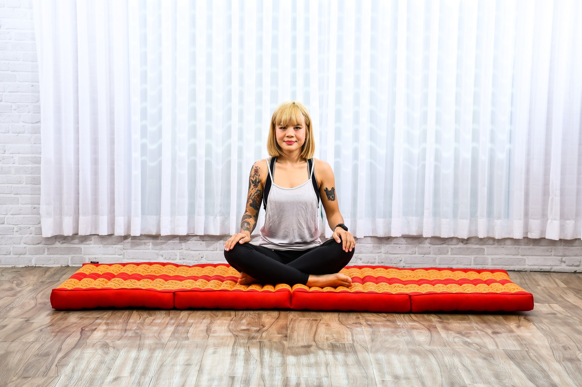 Kapok Folding Mattress – Thick Cotton Padded Guest Bed for Home, Sleeping & Mindfulness Corner, Sf02 - Orange, M: 200x70 cm