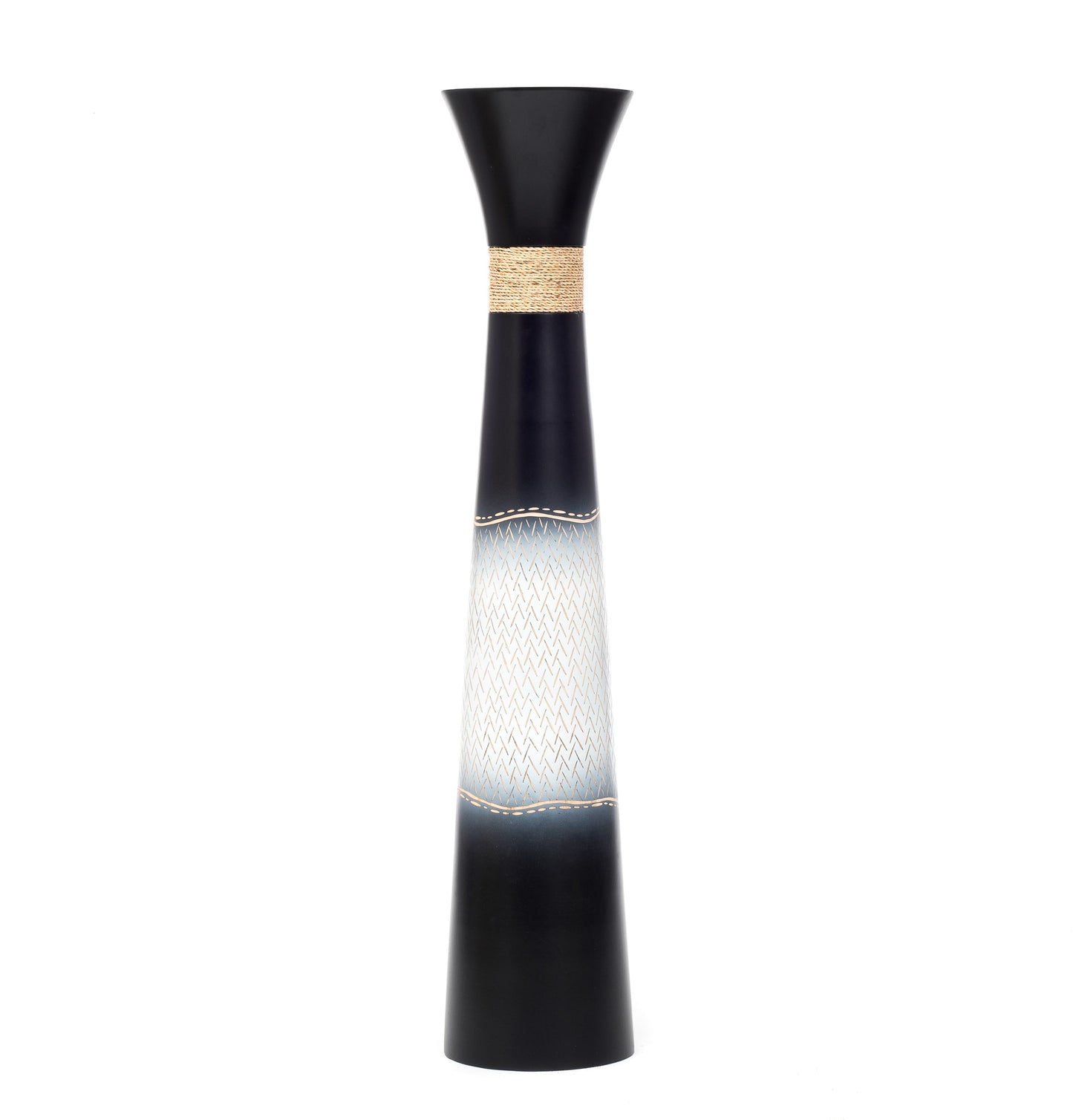 Grande vaso da pavimento in legno di mango – Decorazione artigianale dalla Thailandia