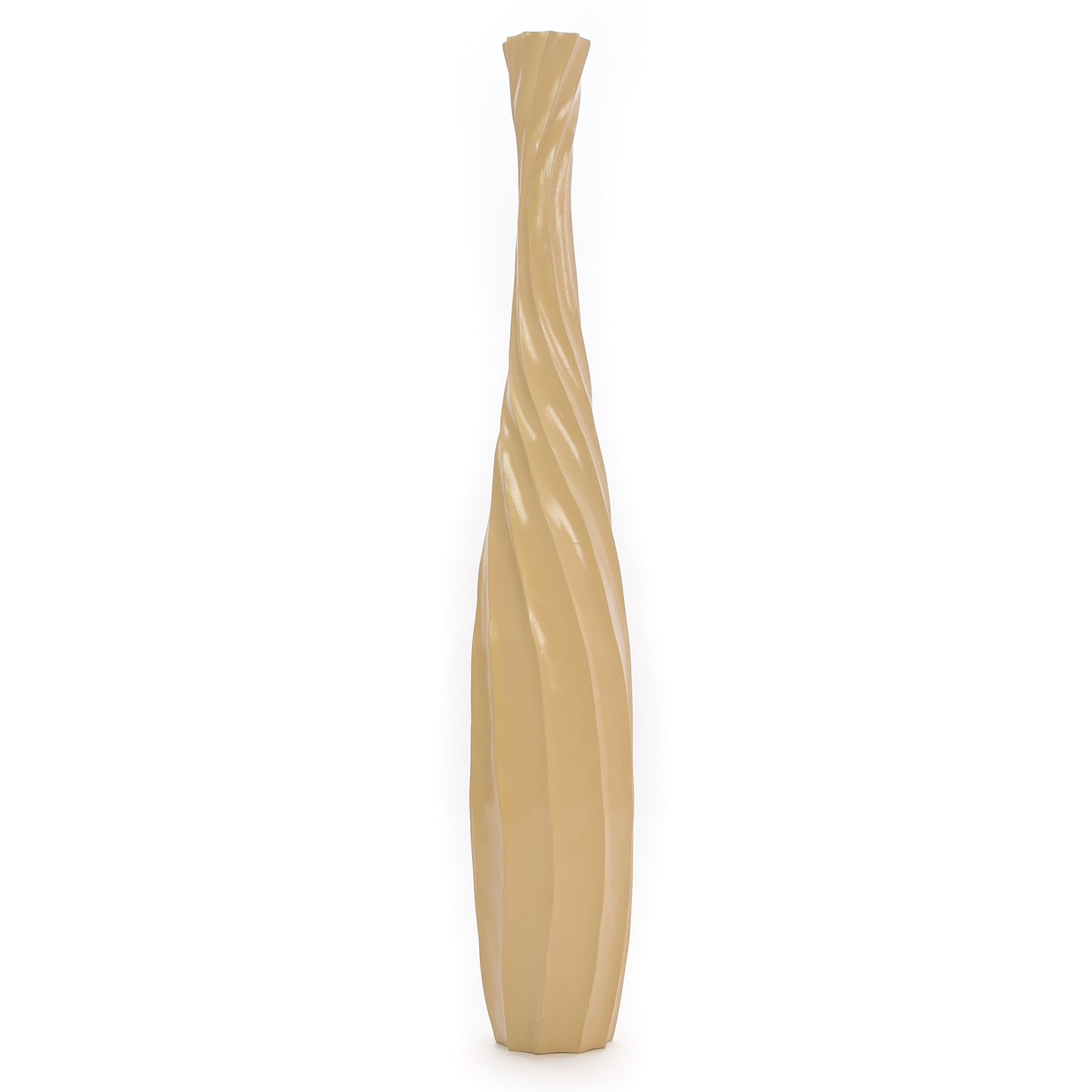 Large Mango Wood Floor Vase – Handcrafted Decorative Highlight from Thailand, cream, 85 cm