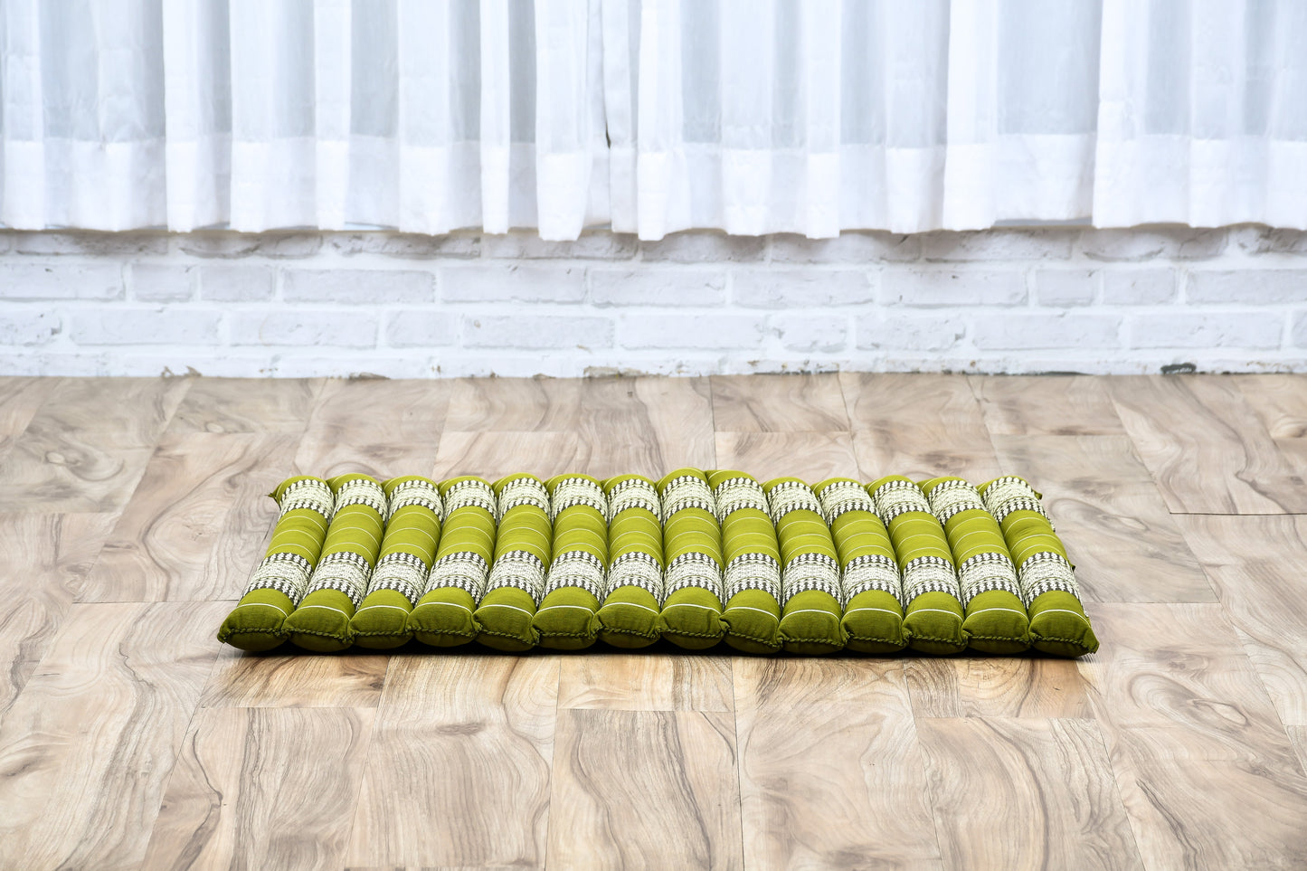 Large Kapok Zabuton Meditation Cushion – Rectangular Floor Mat with Cotton Cover, Sf17 - Green
