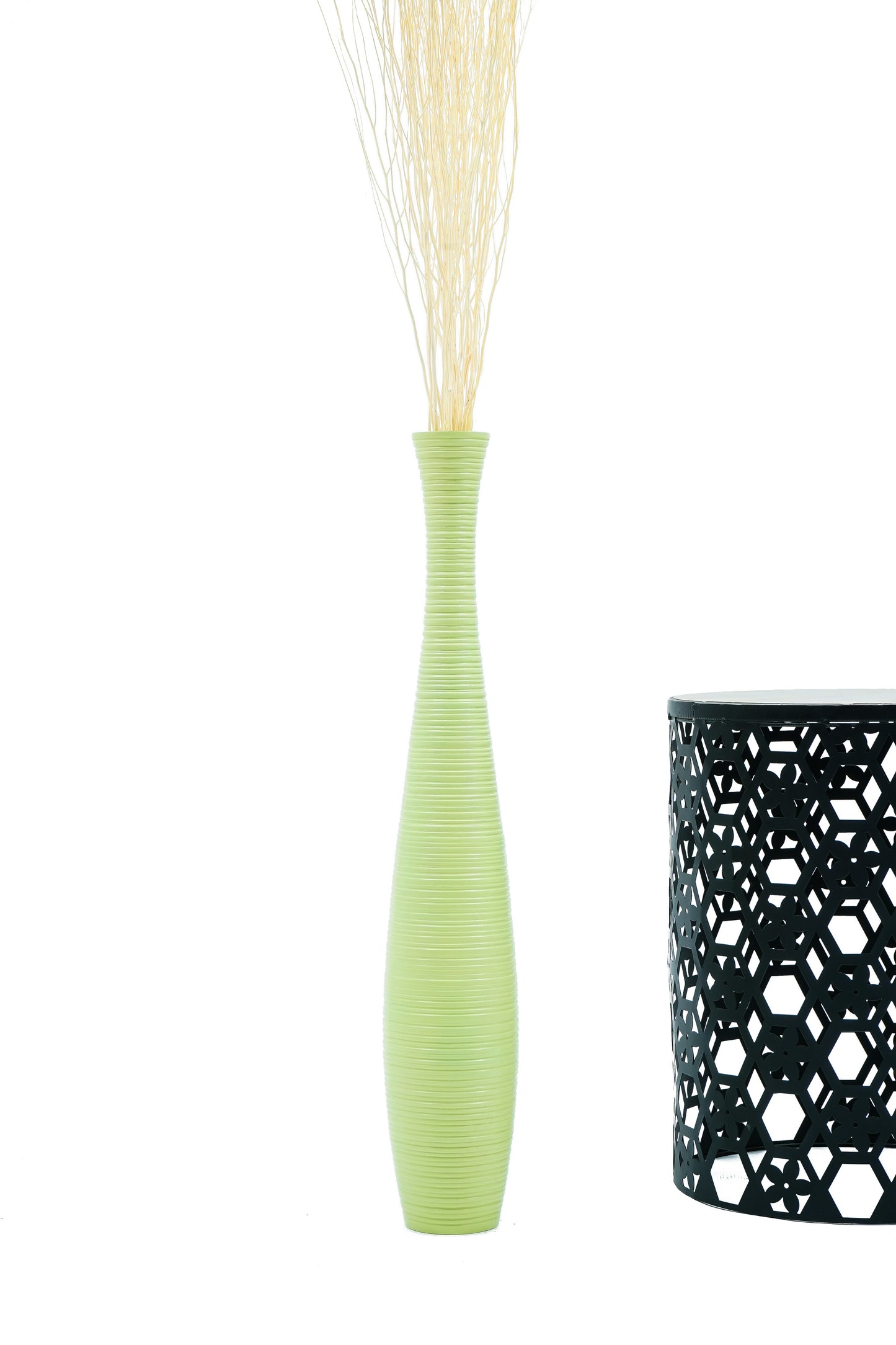 Large Mango Wood Floor Vase – Handcrafted Decorative Highlight from Thailand, 65 cm