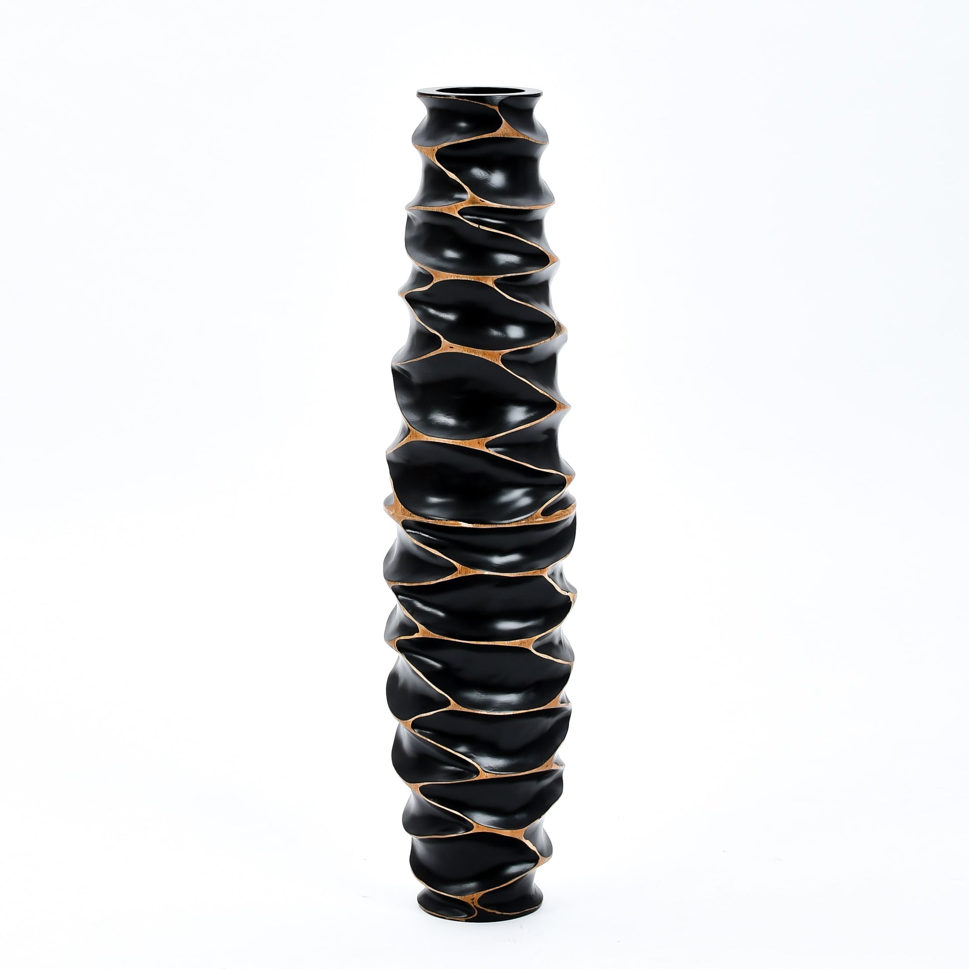 Large Mango Wood Floor Vase – Handcrafted Decorative Highlight from Thailand, 65 cm