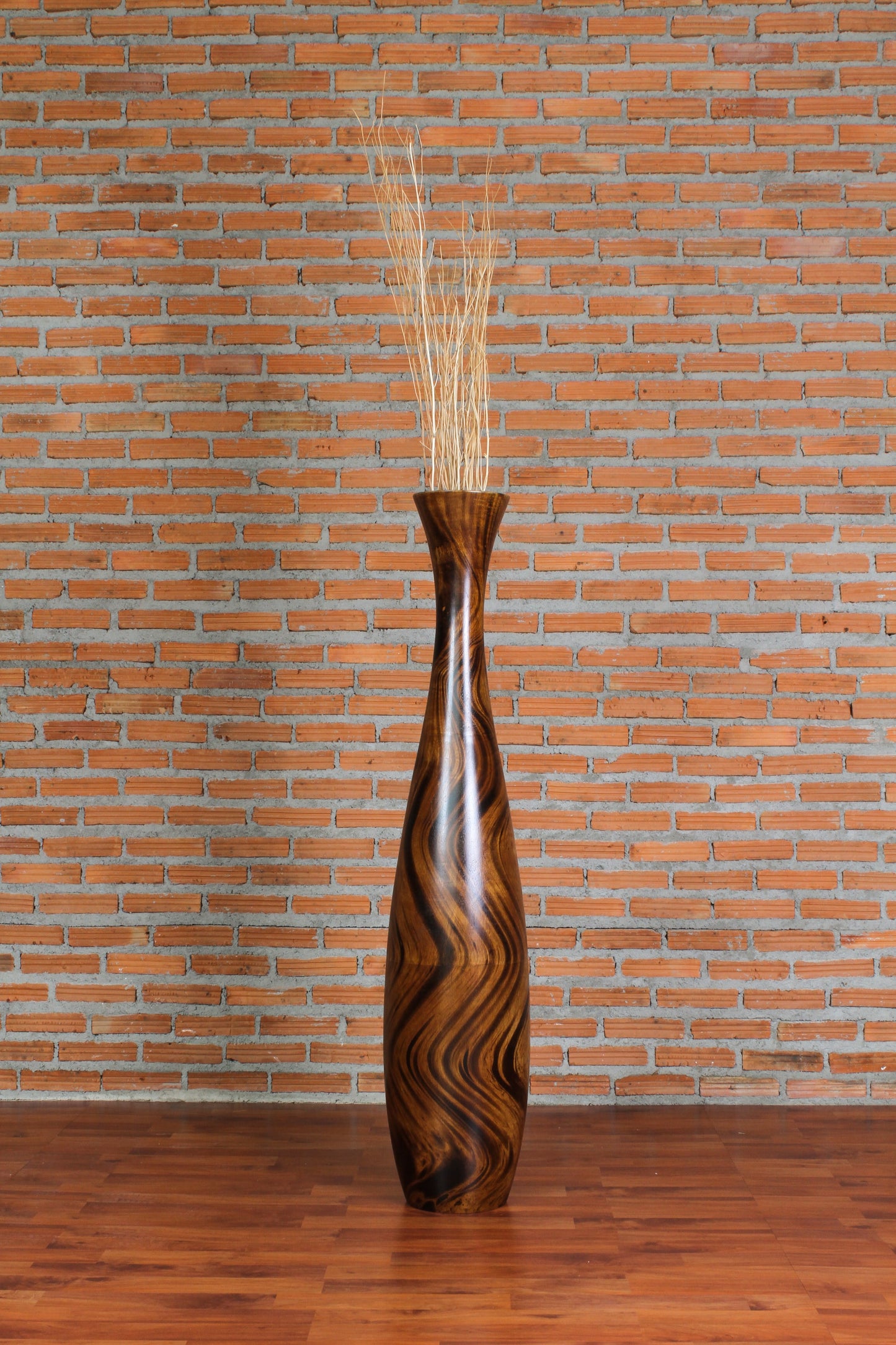 Large Mango Wood Floor Vase – Handcrafted Decorative Highlight from Thailand, 105 cm
