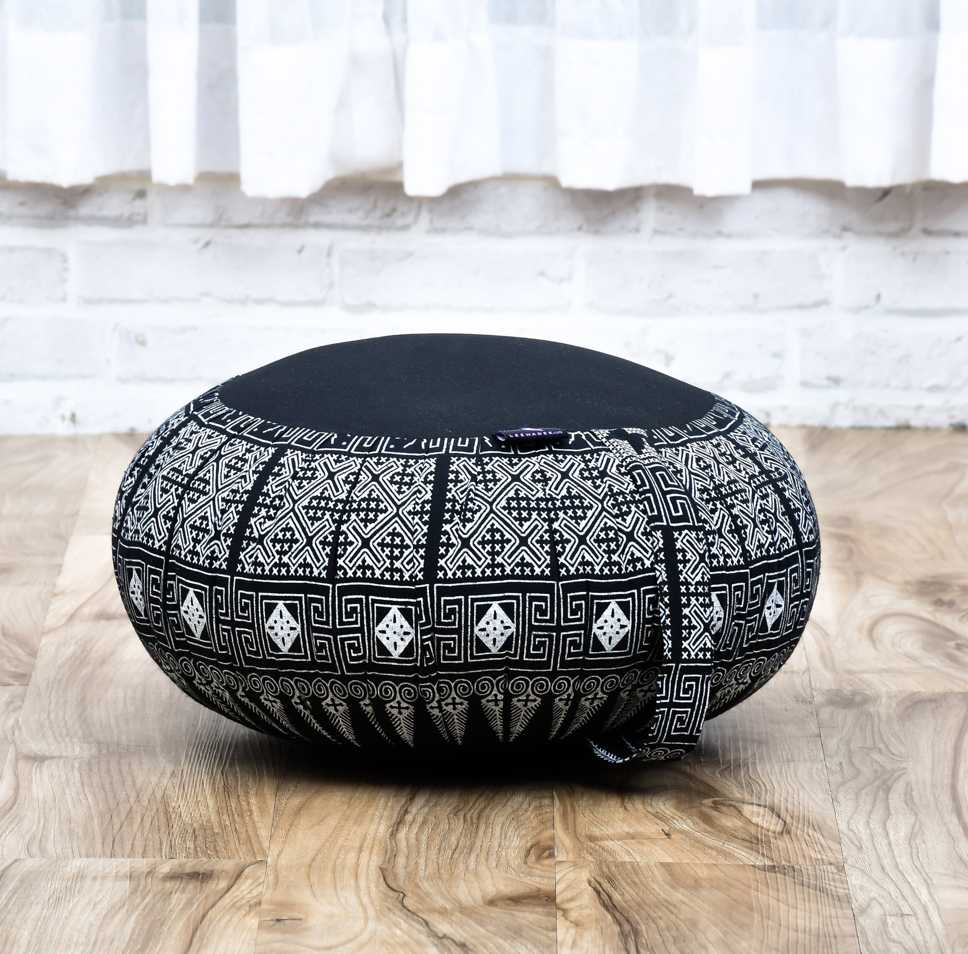 Kapok Meditation Cushion Set – Zabuton Mat & Zafu Seat Cushion with Cotton Cover, Cbt4 - Black