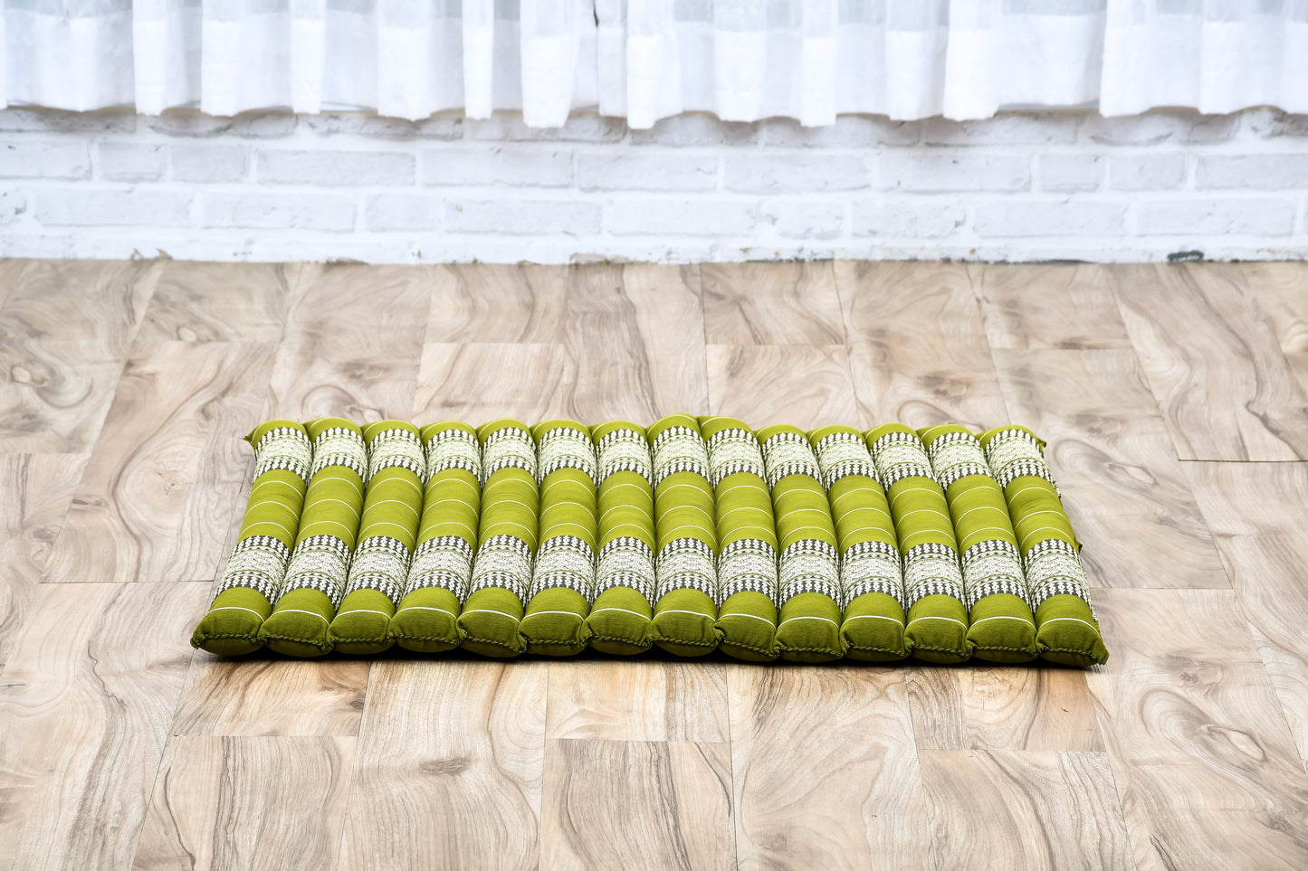 Large Kapok Zabuton Meditation Cushion – Rectangular Floor Mat with Cotton Cover, Sf17 - Green