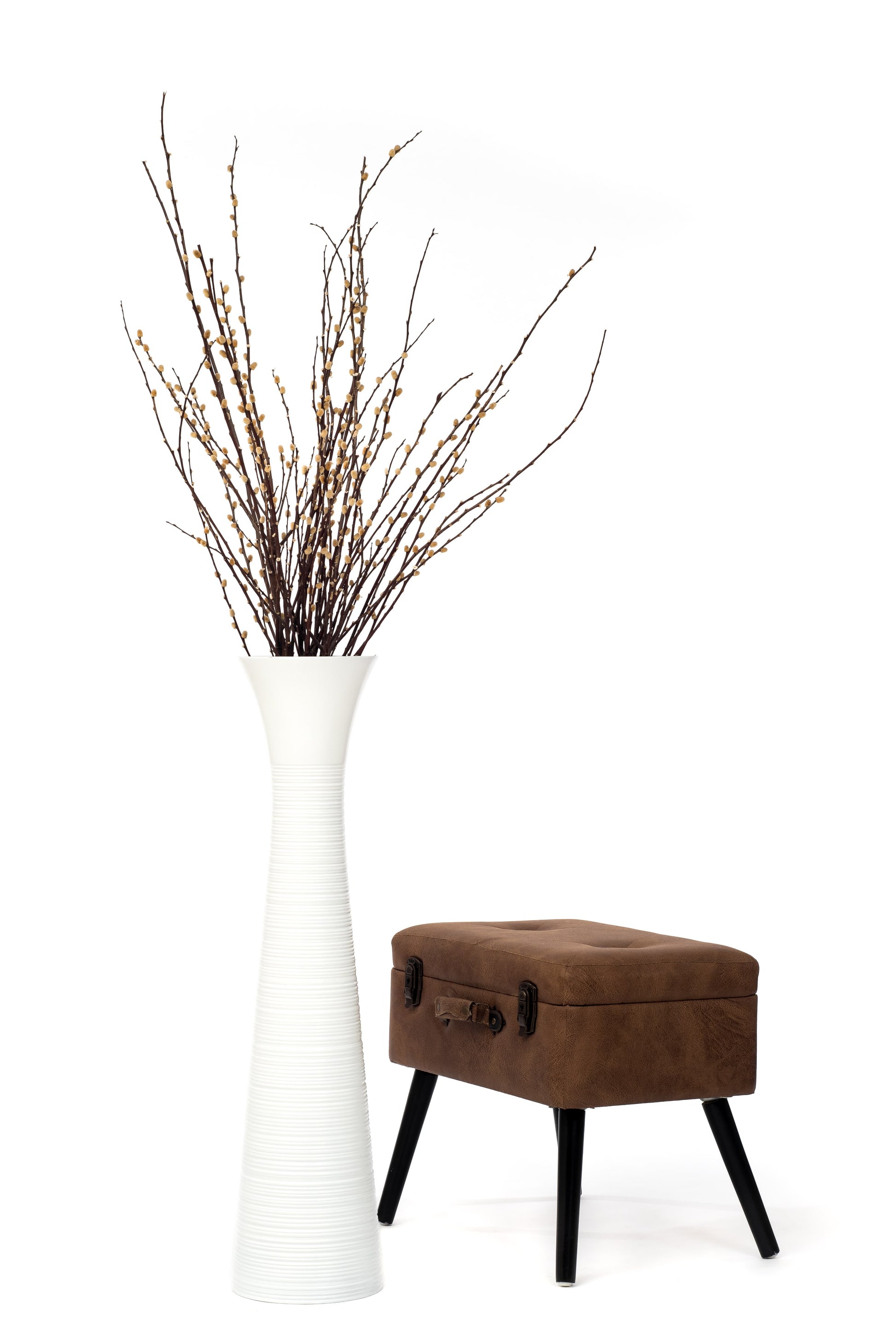 Large Mango Wood Floor Vase – Handcrafted Decorative Highlight from Thailand, 85 cm