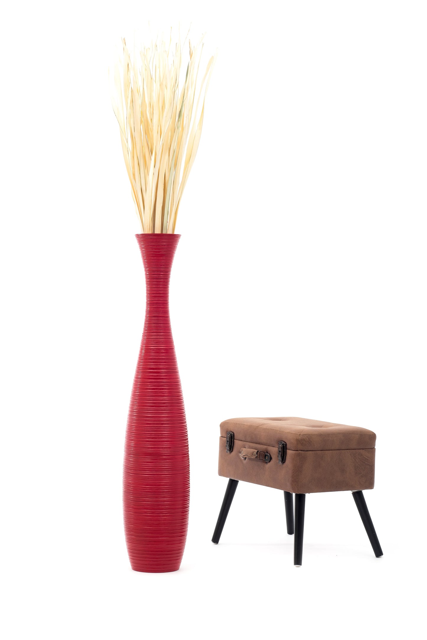 Large Mango Wood Floor Vase – Handcrafted Decorative Highlight from Thailand, 105 cm