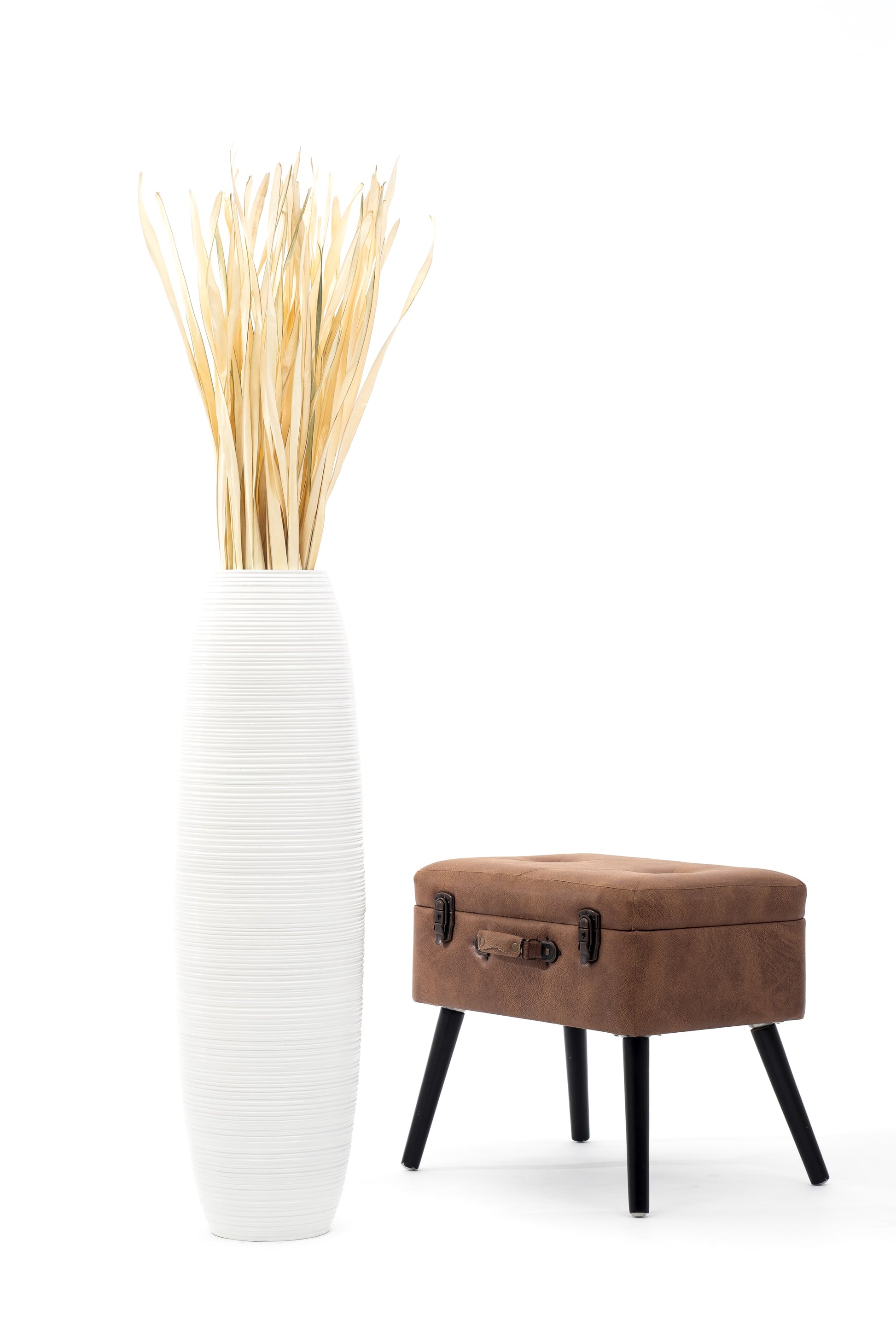 Large Mango Wood Floor Vase – Handcrafted Decorative Highlight from Thailand, 85 cm