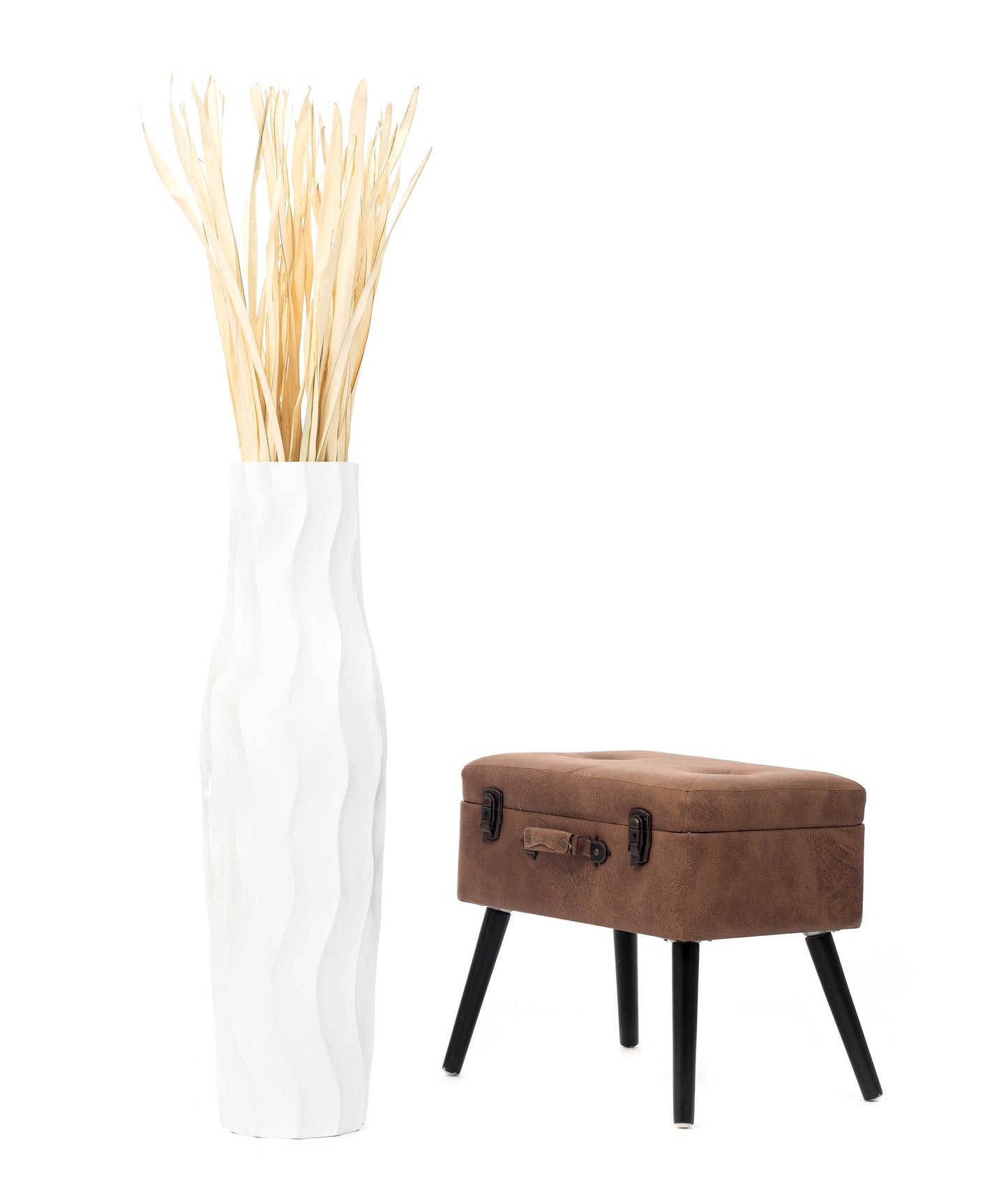 Large Mango Wood Floor Vase – Handcrafted Decorative Highlight from Thailand, 85 cm