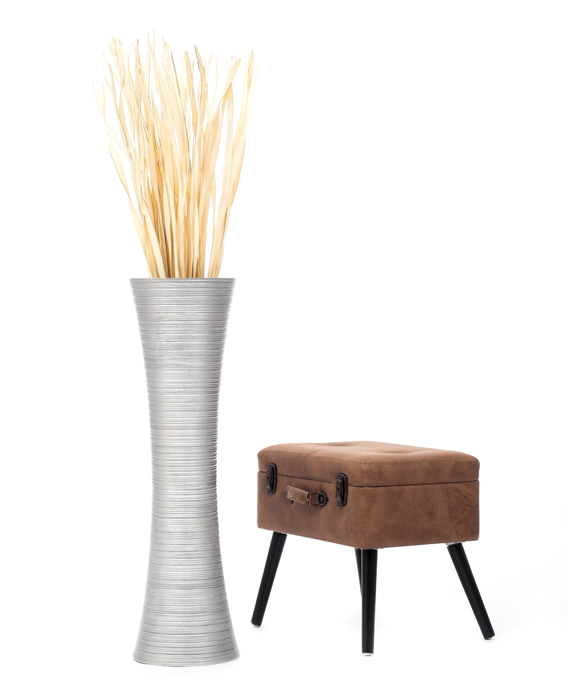 Large Mango Wood Floor Vase – Handcrafted Decorative Highlight from Thailand, 85 cm