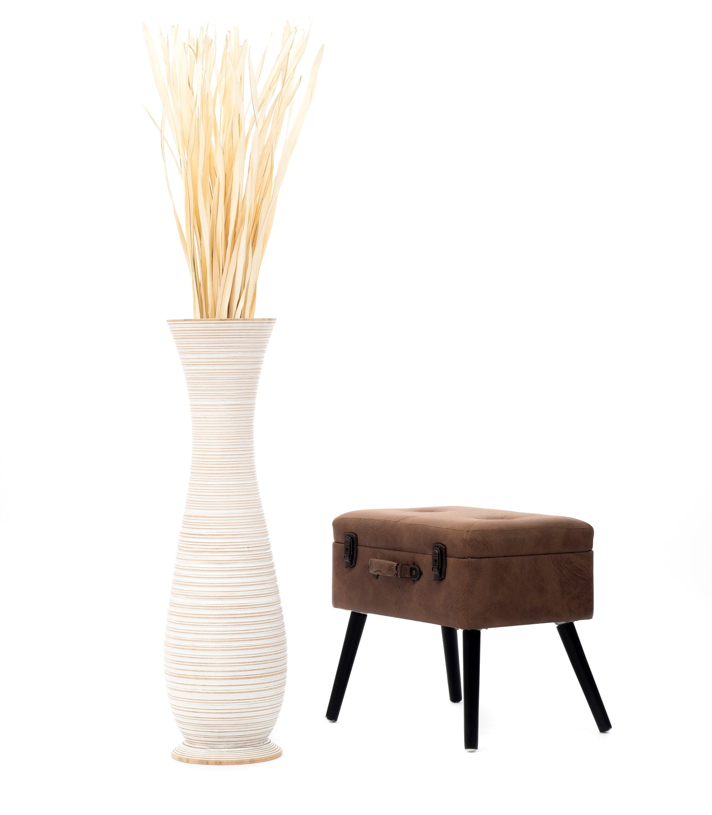 Large Mango Wood Floor Vase – Handcrafted Decorative Highlight from Thailand, 85 cm