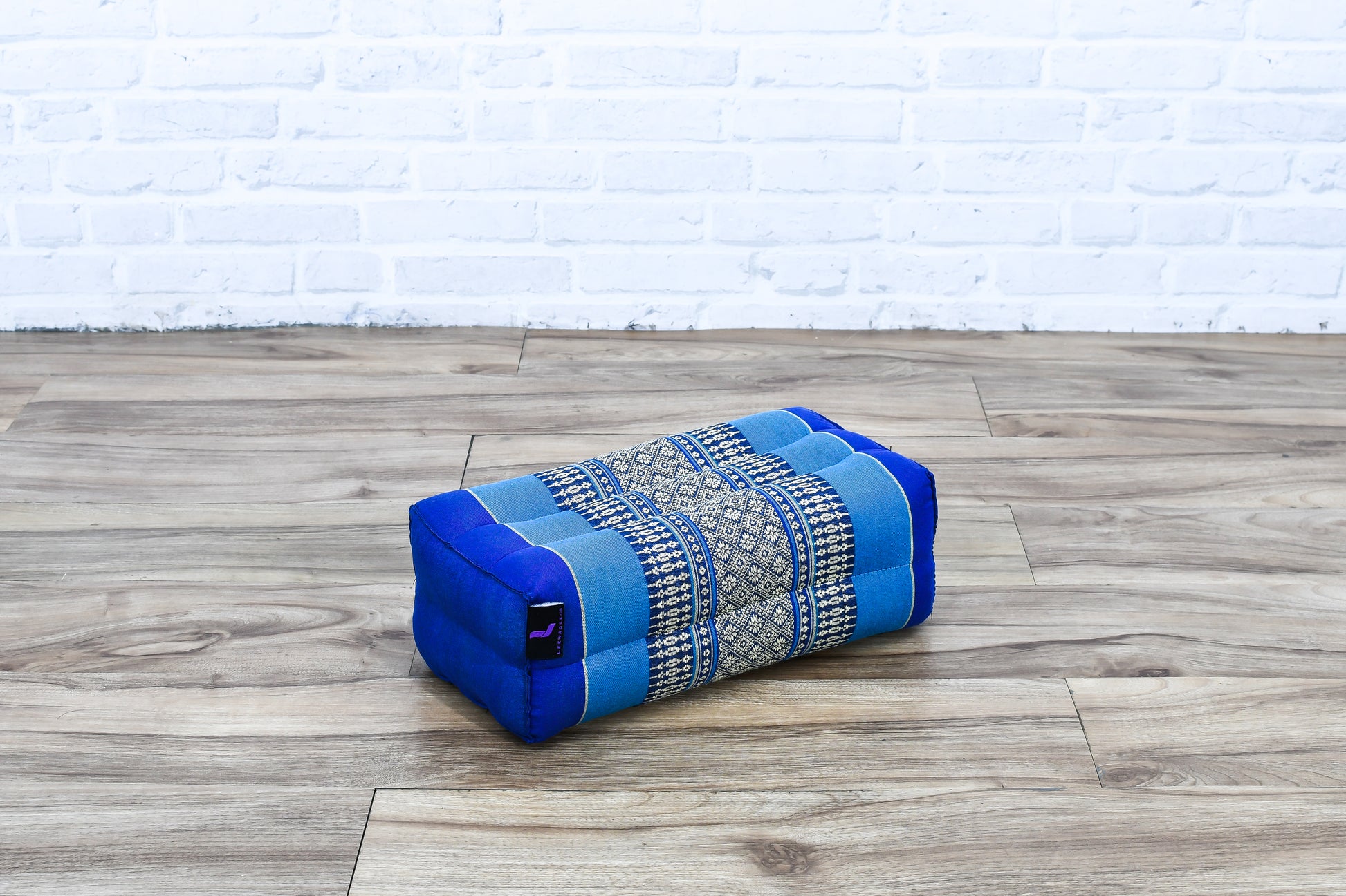 Kapok Yoga Block Cushions – 2-Piece Set of Firm Meditation & Yoga Cushions with Cotton Cover, Sf28 - Blue