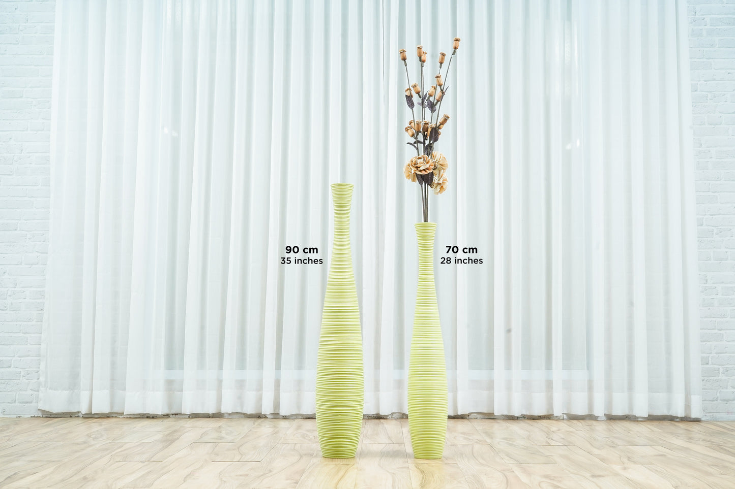 Large Mango Wood Floor Vase – Handcrafted Decorative Highlight from Thailand, 85 cm