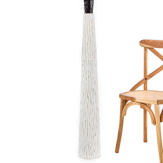 Large Mango Wood Floor Vase – Handcrafted Decorative Highlight from Thailand, white, 105 cm