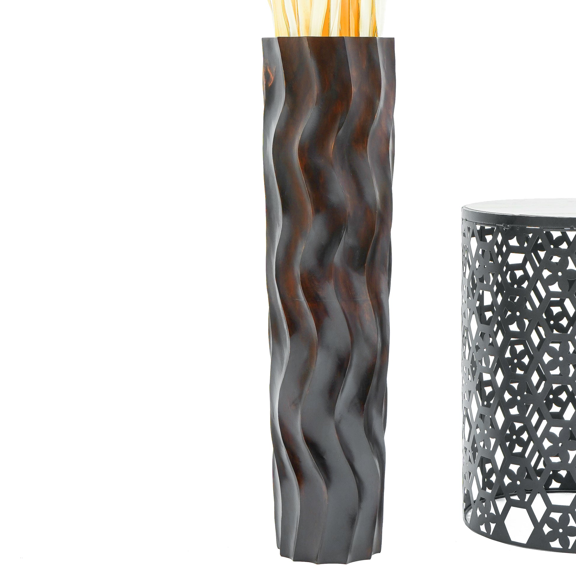 Large Mango Wood Floor Vase – Handcrafted Decorative Highlight from Thailand, brown, 65 cm