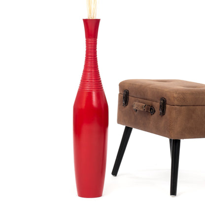 Large Mango Wood Floor Vase – Handcrafted Decorative Highlight from Thailand, 65 cm