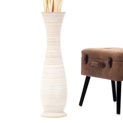 Large Mango Wood Floor Vase – Handcrafted Decorative Highlight from Thailand, 65 cm