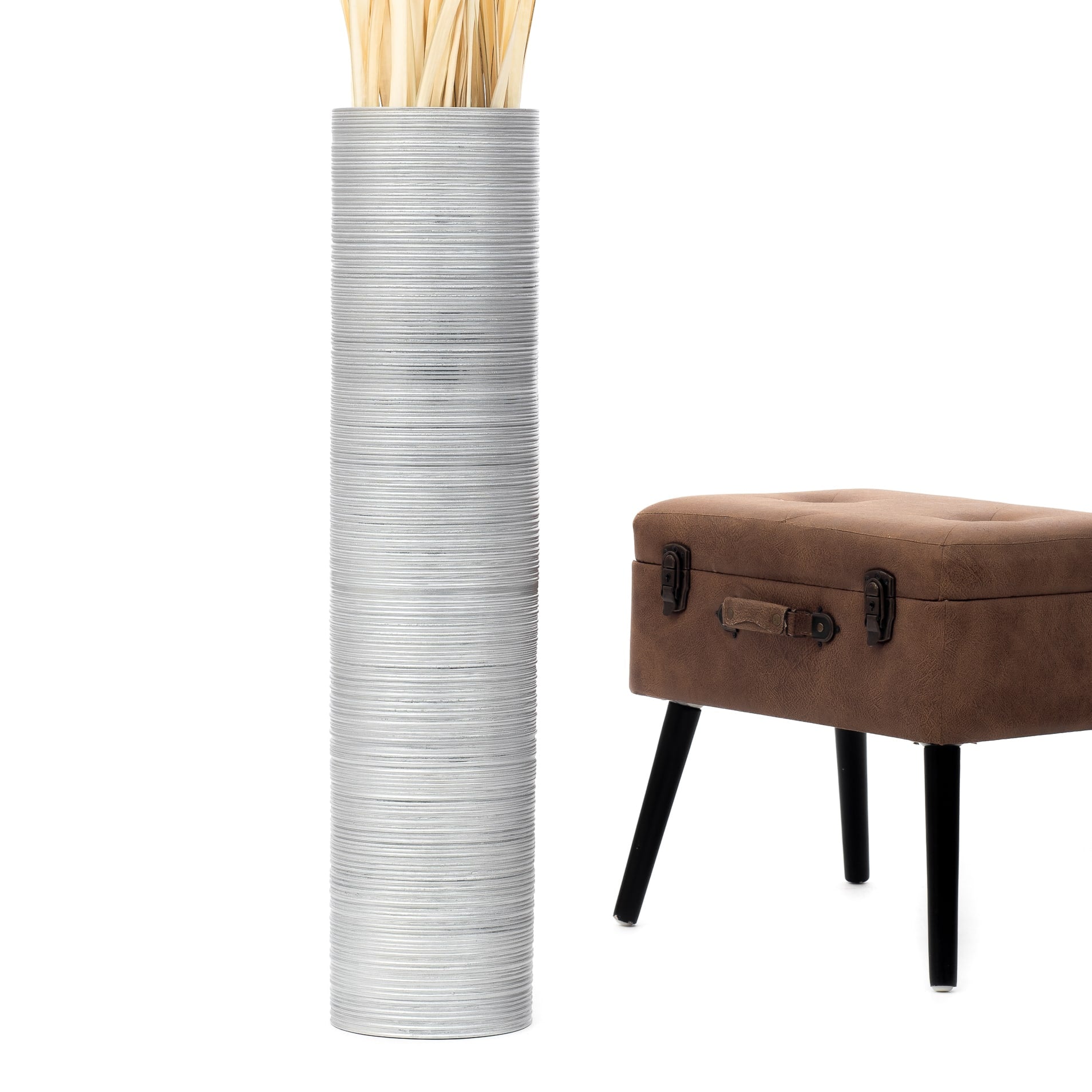 Large Mango Wood Floor Vase – Handcrafted Decorative Highlight from Thailand, 85 cm