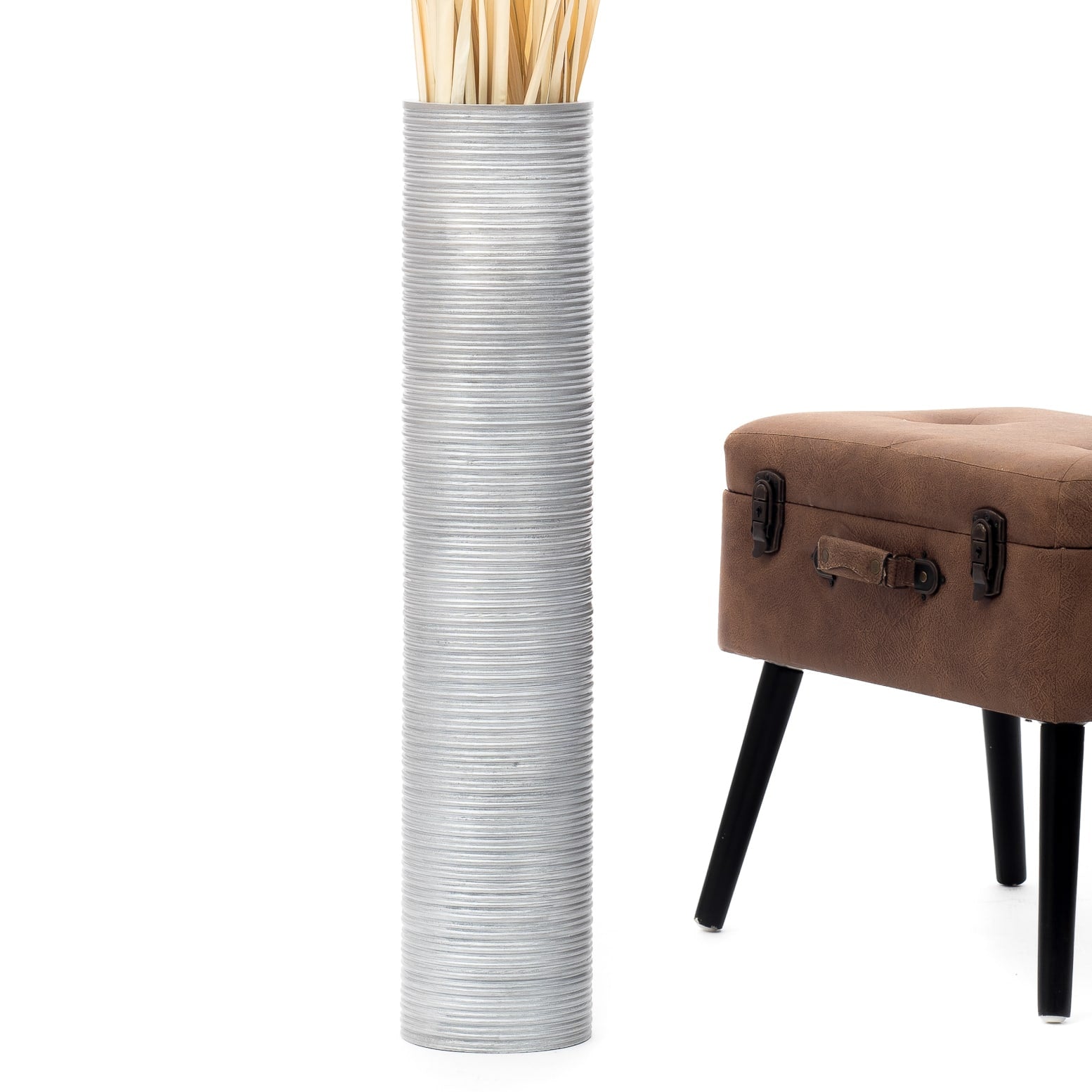 Large Mango Wood Floor Vase – Handcrafted Decorative Highlight from Thailand, 65 cm