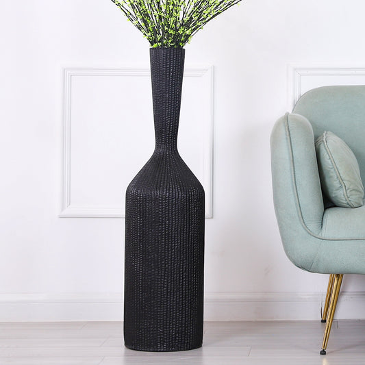 Large Resin Floor Vase – Stylish Waterproof Vase for Fresh & Dried Flowers, black, 85 cm