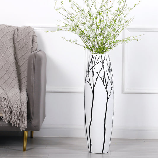 Large Resin Floor Vase – Stylish Waterproof Vase for Fresh & Dried Flowers, white, 65 cm