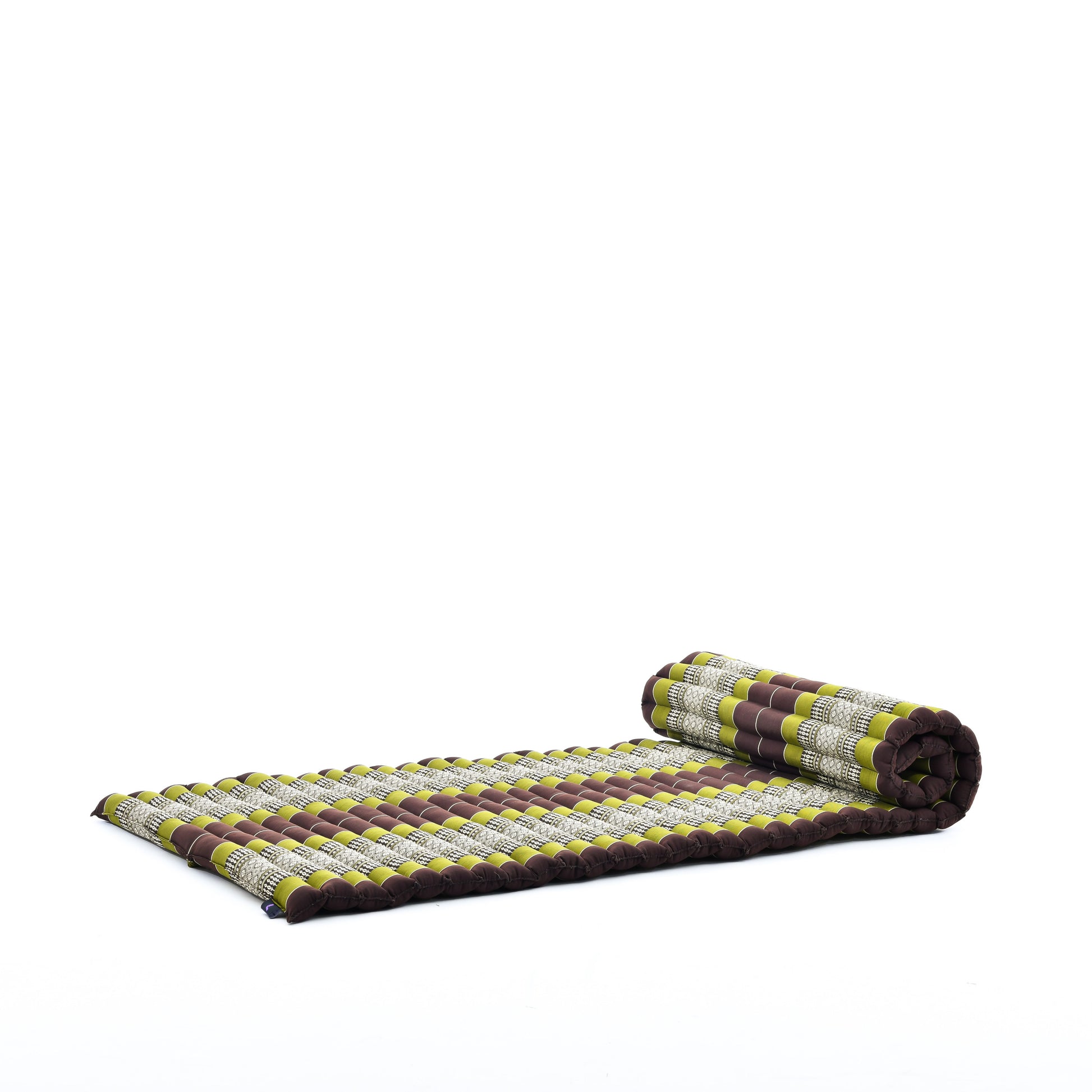 Kapok Roll-Up Mattress – Foldable Sleeping & Relax Mat with Cotton Cover for Home & Outdoor Use, Sf20 - Brown, Green, M: 190x70 cm