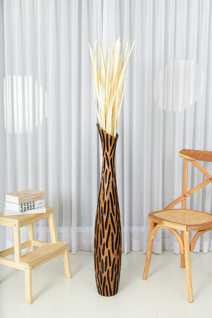 Large Mango Wood Floor Vase – Handcrafted Decorative Highlight from Thailand, 105 cm