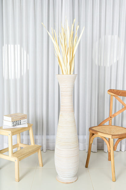 Large Mango Wood Floor Vase – Handcrafted Decorative Highlight from Thailand, 105 cm