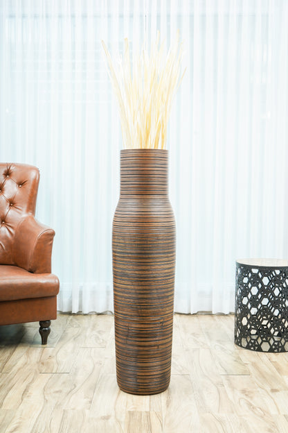 Large Mango Wood Floor Vase – Handcrafted Decorative Highlight from Thailand, brown, 105 cm