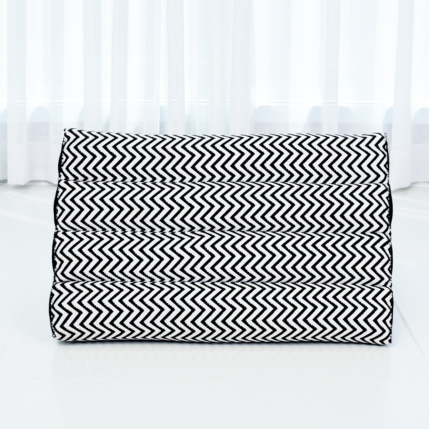 Triangular Kapok Backrest Cushion – Firm Thai Reading Pillow with Cotton Cover in Plain or Patterned Designs, Cbt5 - Black, triangle cushion