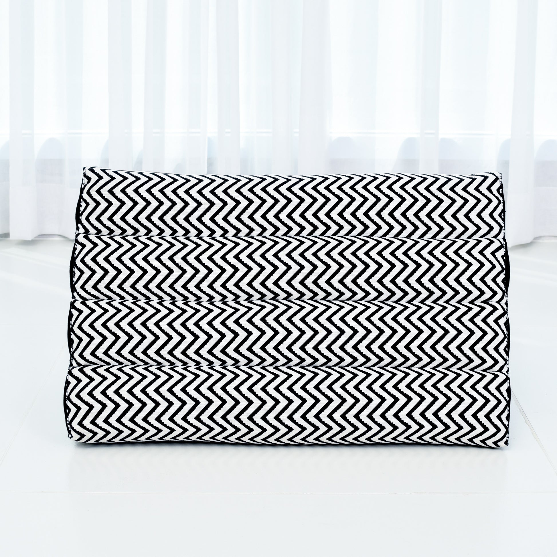 Triangular Kapok Backrest Cushion – Firm Thai Reading Pillow with Cotton Cover in Plain or Patterned Designs, Cbt5 - Black, triangle cushion