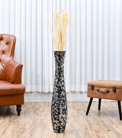 Large Mango Wood Floor Vase – Handcrafted Decorative Highlight from Thailand, 85 cm