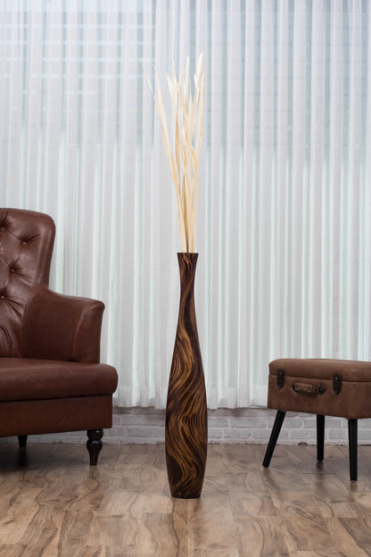 Large Mango Wood Floor Vase – Handcrafted Decorative Highlight from Thailand, 85 cm