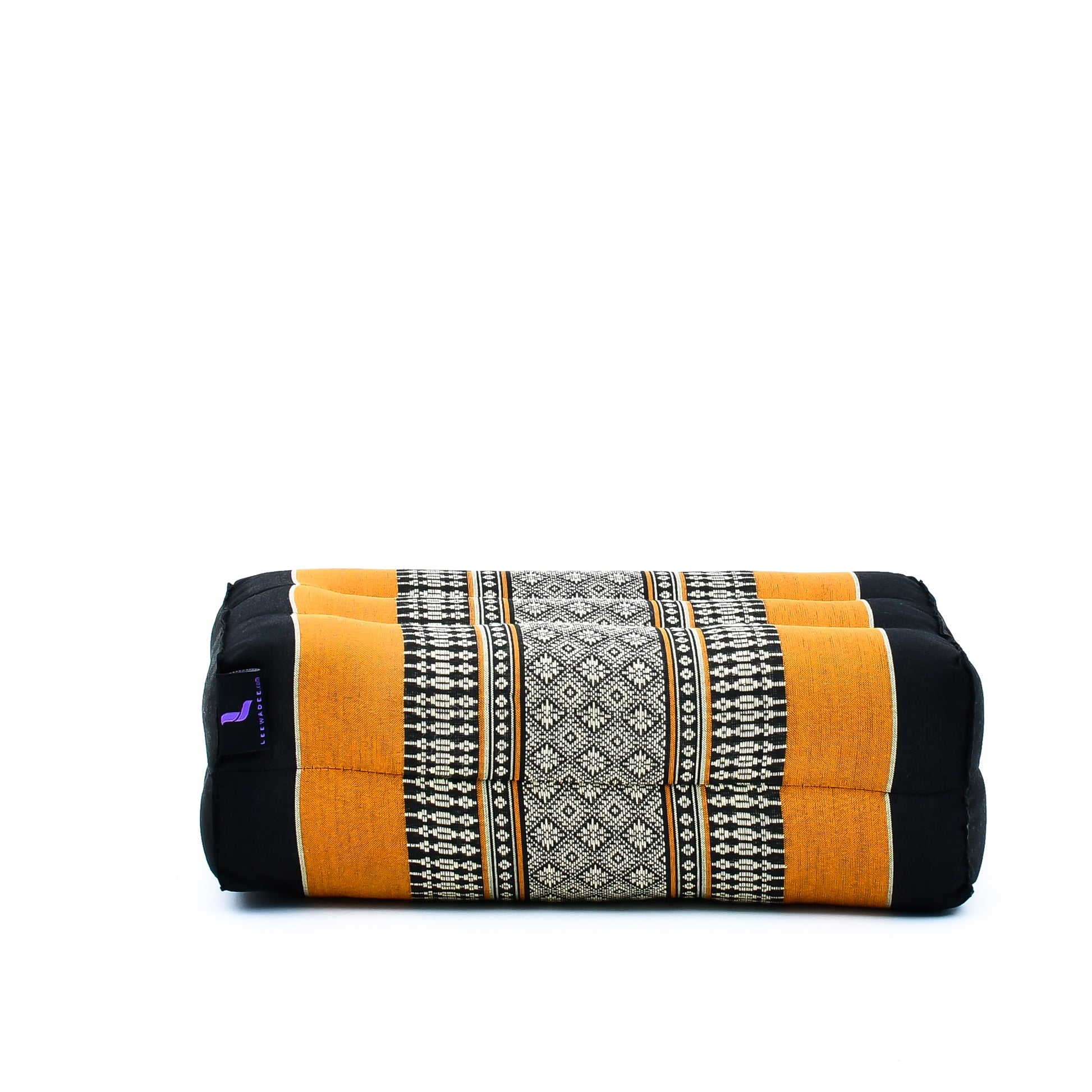 Kapok Yoga Block Cushion – Firm Meditation & Yoga Cushion with Cotton Cover, Sf03 - Black, Orange