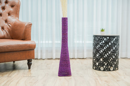 Large & Tall Floor Vase Made of Water Hyacinth and Bamboo – Handwoven Decorative Stand Vase for Dried Flowers & Branches, lavender, 70 cm - Modèle 2