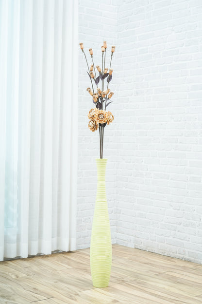 Large Mango Wood Floor Vase – Handcrafted Decorative Highlight from Thailand, 65 cm