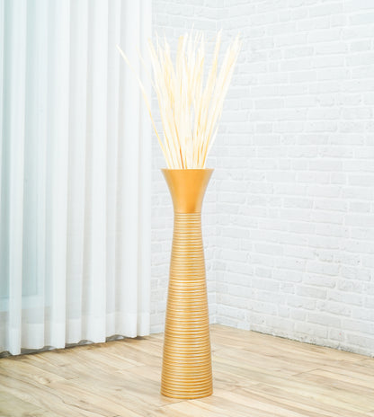 Large Mango Wood Floor Vase – Handcrafted Decorative Highlight from Thailand, 65 cm