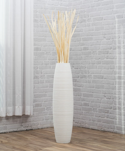 Large Mango Wood Floor Vase – Handcrafted Decorative Highlight from Thailand, white, 65 cm
