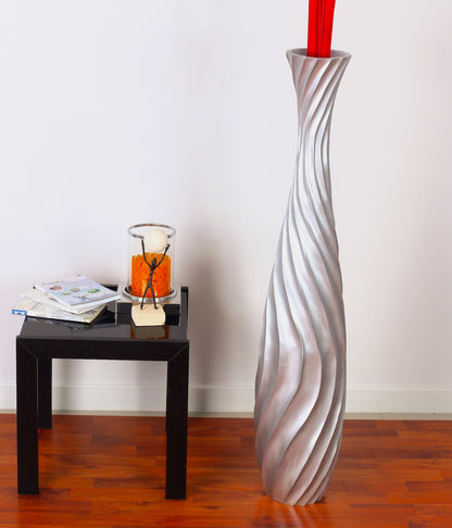 Large Mango Wood Floor Vase – Handcrafted Decorative Highlight from Thailand, 105 cm