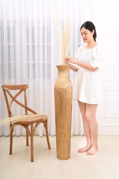 Large Mango Wood Floor Vase – Handcrafted Decorative Highlight from Thailand, 105 cm