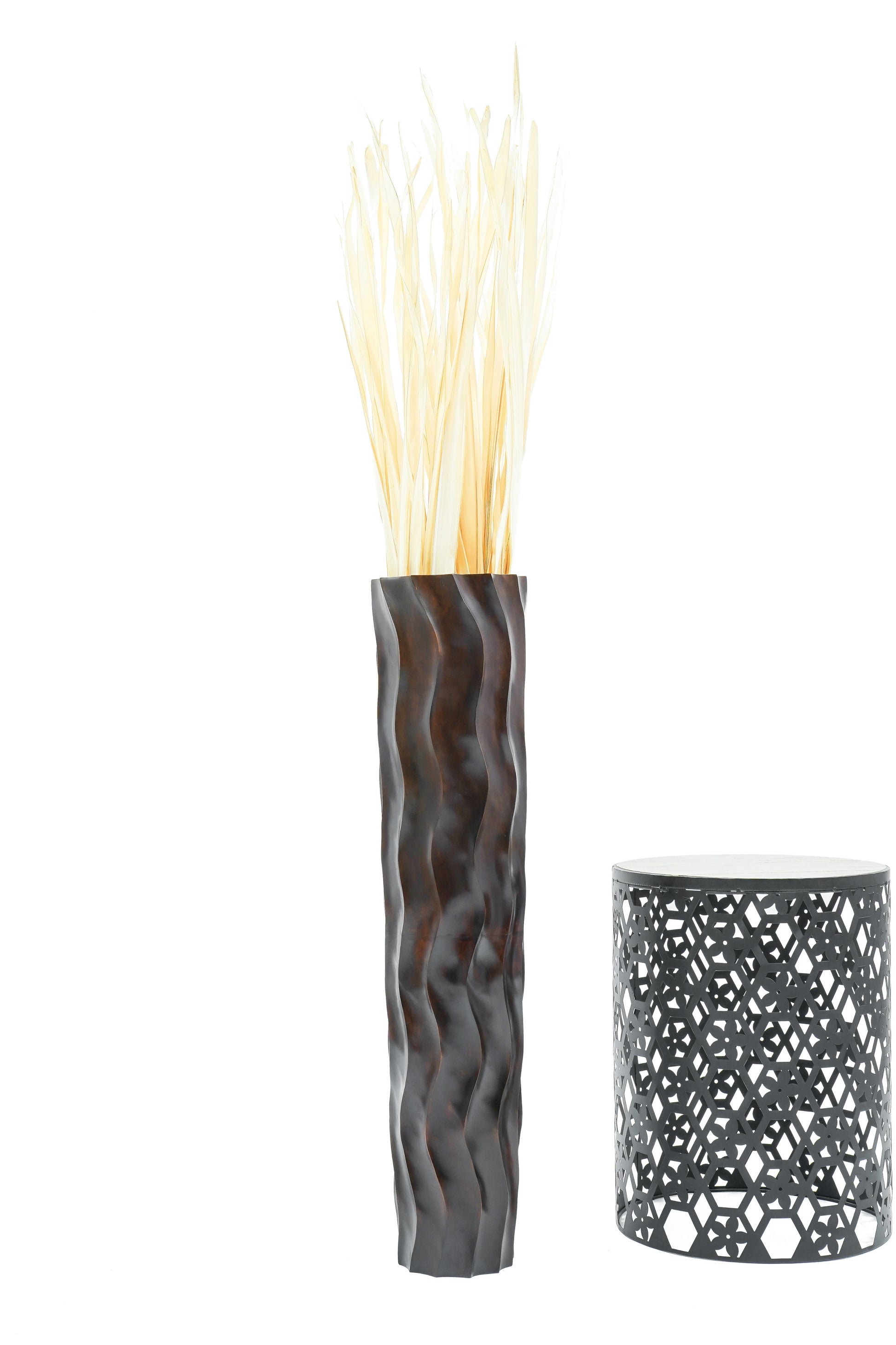 Large Mango Wood Floor Vase – Handcrafted Decorative Highlight from Thailand, brown, 85 cm