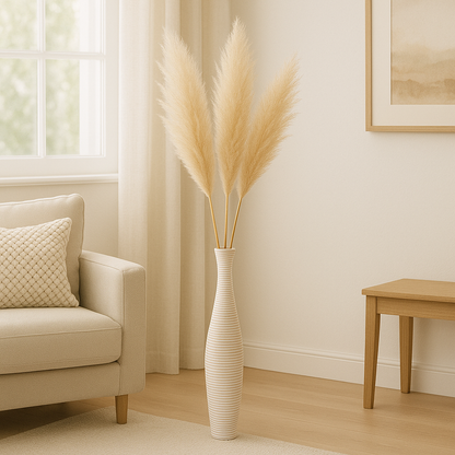 Large Mango Wood Floor Vase – Handcrafted Decorative Highlight from Thailand, 65 cm