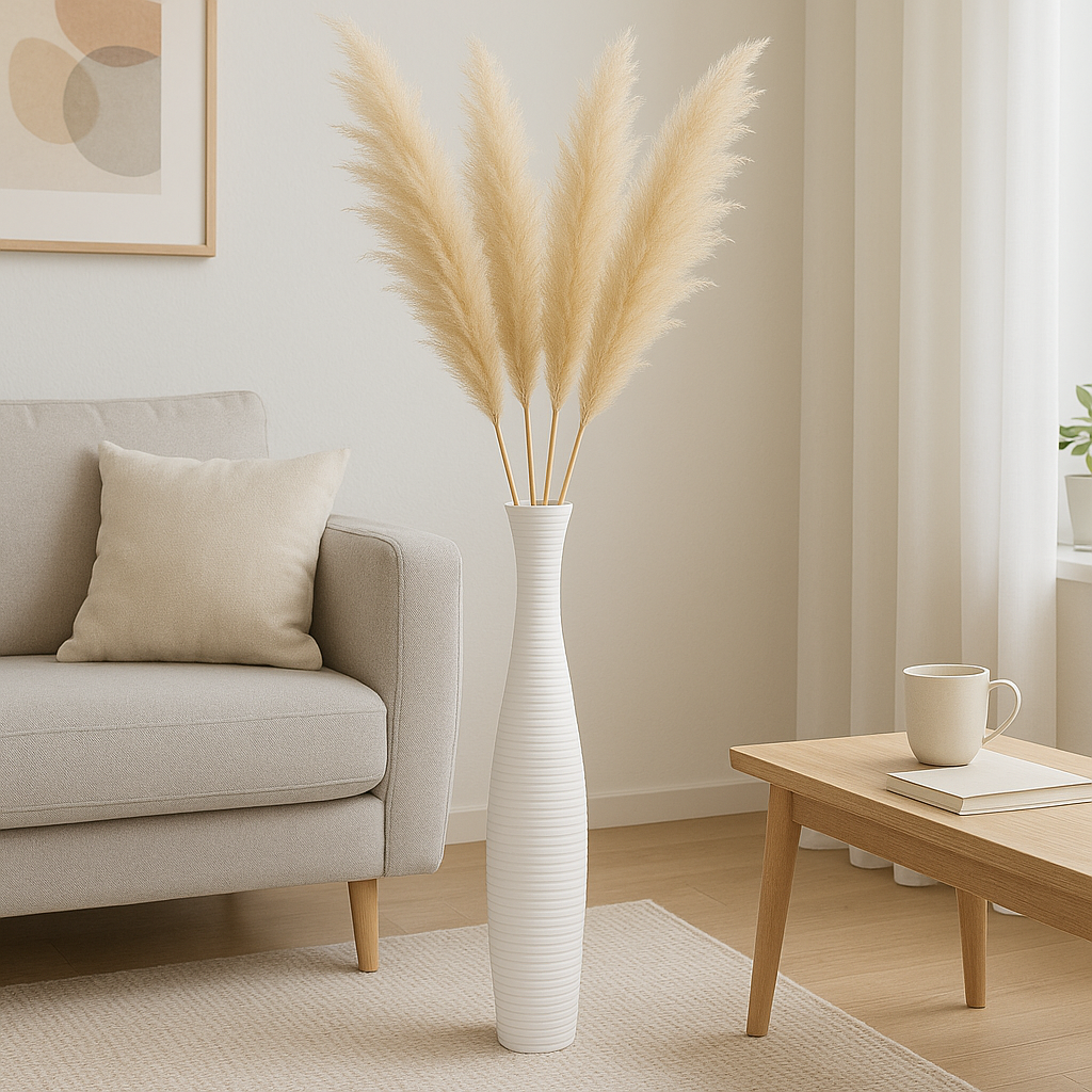 Large Mango Wood Floor Vase – Handcrafted Decorative Highlight from Thailand, 85 cm