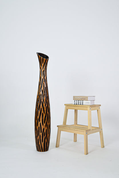 Large Mango Wood Floor Vase – Handcrafted Decorative Highlight from Thailand, 105 cm