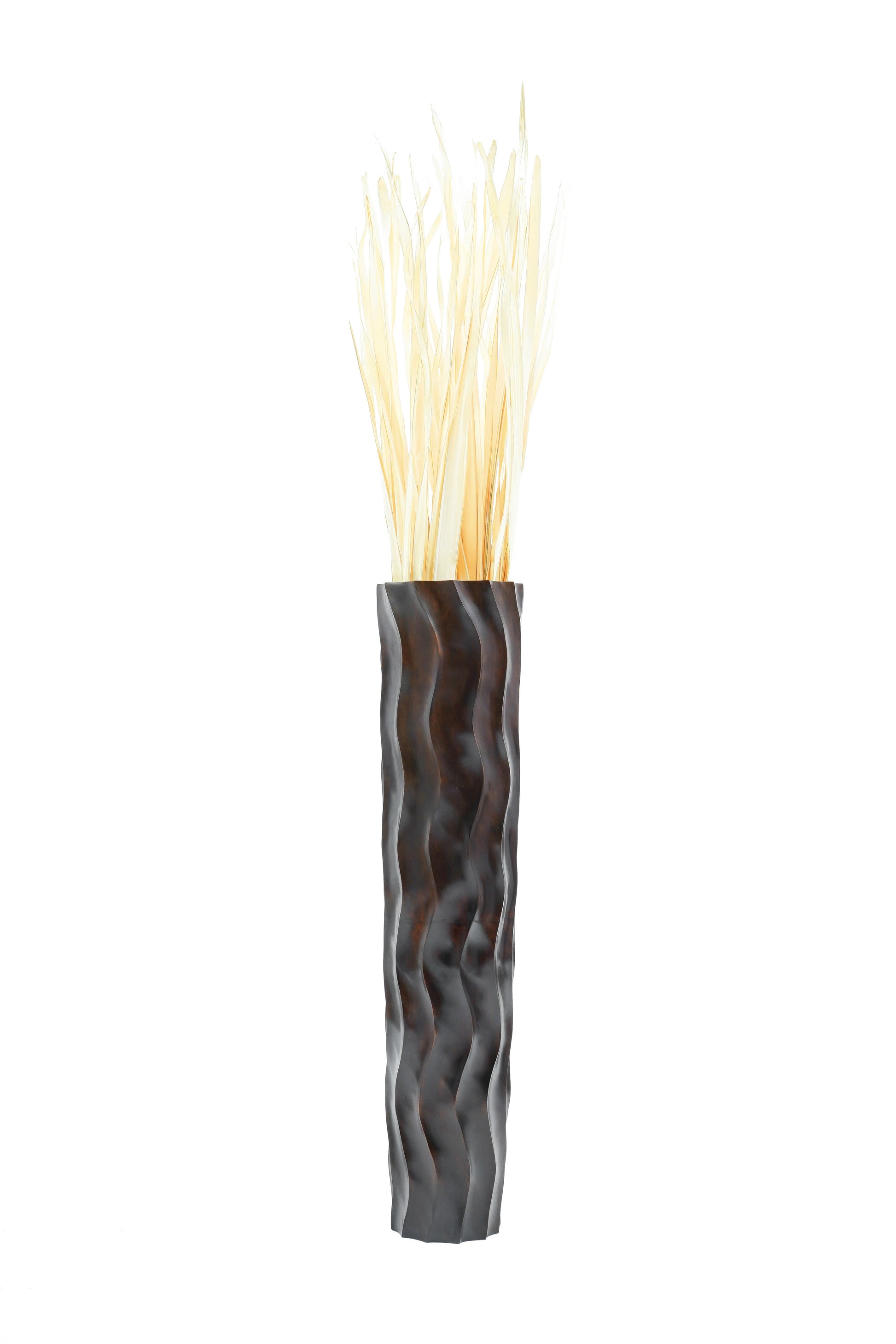 Large Mango Wood Floor Vase – Handcrafted Decorative Highlight from Thailand, brown, 85 cm